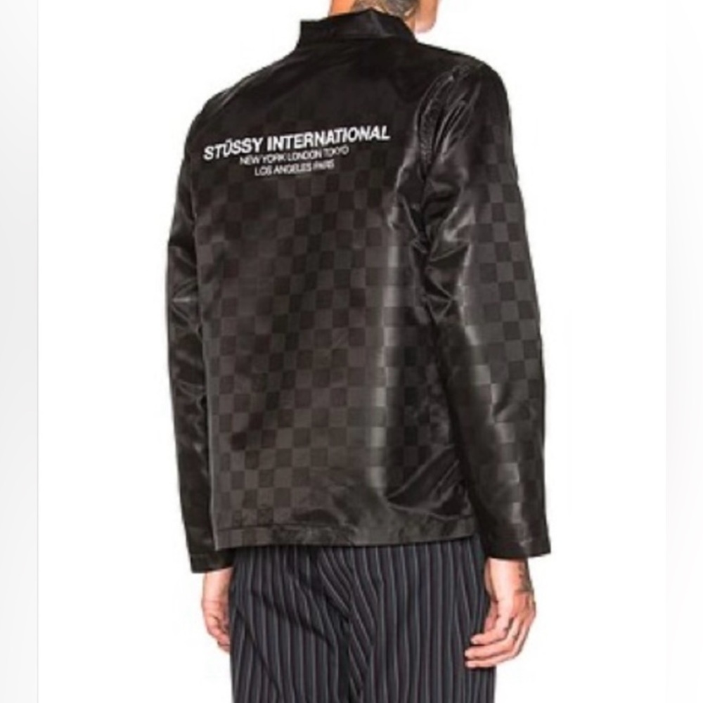 New Stussy Tonal Check Men’s Jacket Black S Revolve Windbreaker Feel Classic